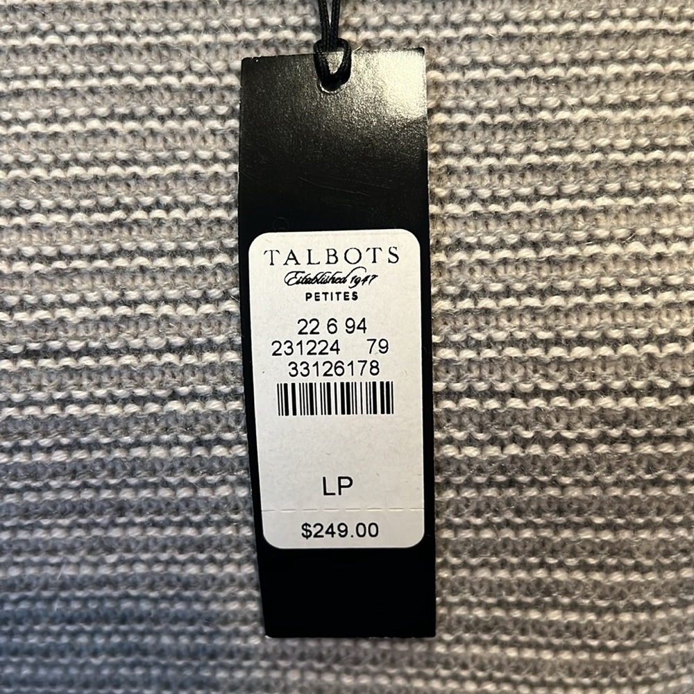 Talbots, Women’s large petite, gray & white one button sweater. - Picture 5 of 7